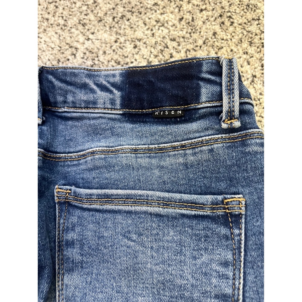Risen Jeans Womens Blue High Rise Flare Wide Leg Raw Hem Denim RDPSize 3/26 - Picture 15 of 15